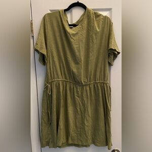 Old Navy Olive Green Drawstring Waist Short Sleeve Mini Dress